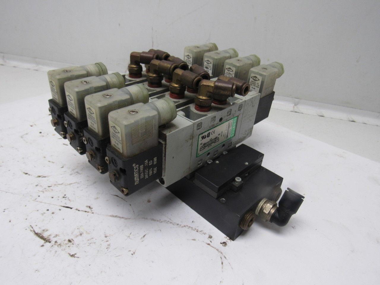Numatics L22BB552B000061 5/3 Double Solenoid Operated 4 Valve Bank 24VDC Coils