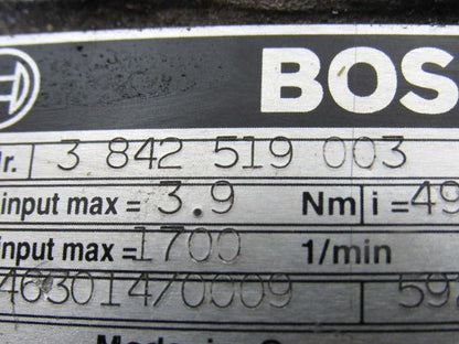 Bosch 3842519003 Electric Gearmotor 3PH 230-400/460V 49.23:1 Ratio