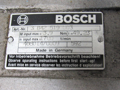 Bosch 3842519003 Electric Gearmotor 3PH 230-400/460V 49.23:1 Ratio