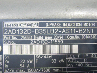 Indramat 2AD132D-B35LB2-AS11-B2N1 Servo Motor Cincinnati Cinturn CNC Lathe