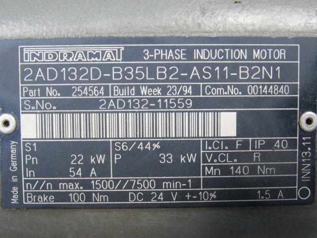 Indramat 2AD132D-B35LB2-AS11-B2N1 Servo Motor Cincinnati Cinturn CNC Lathe