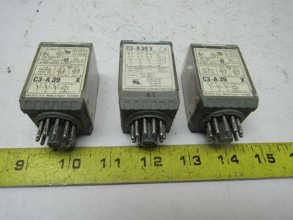 Releco C3-A39X 10A 300V MAX 10Pin Plug Relay Lot Of 3
