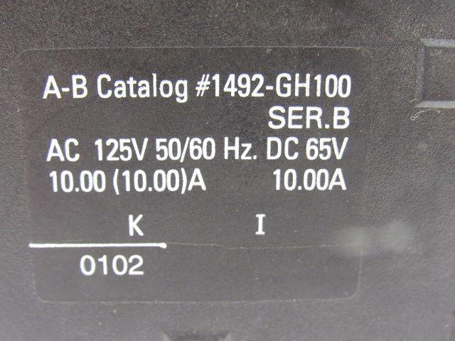 Allen Bradley 1492-GH100 10A 125V 50/60Hz 65VDC Breaker Terminal DIN Assembly