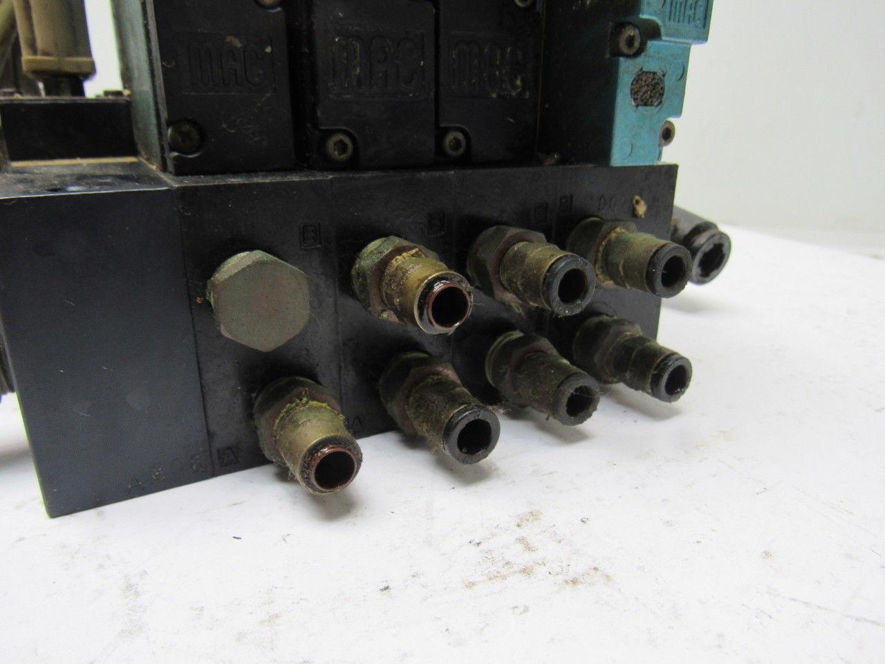 MAC 92B-BAB-000-DM-DJAP-1DG 5/2 Double Op Solenoid 4 Valve Bank Manifold 110V