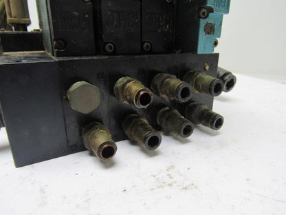 MAC 92B-BAB-000-DM-DJAP-1DG 5/2 Double Op Solenoid 4 Valve Bank Manifold 110V