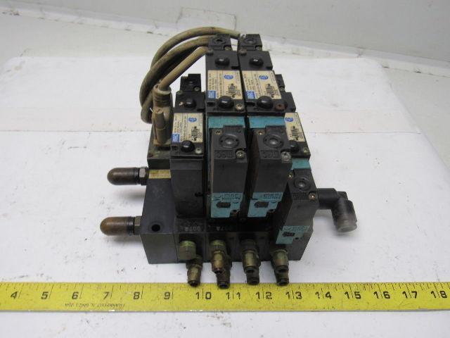 MAC 92B-BAB-000-DM-DJAP-1DG 5/2 Double Op Solenoid 4 Valve Bank Manifold 110V