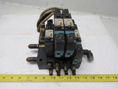 MAC 92B-BAB-000-DM-DJAP-1DG 5/2 Double Op Solenoid 4 Valve Bank Manifold 110V