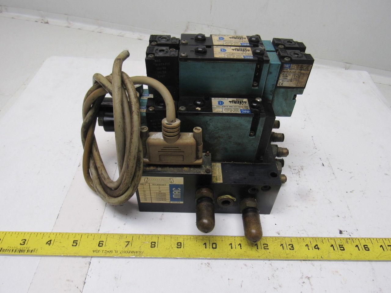 MAC 92B-BAB-000-DM-DJAP-1DG 5/2 Double Op Solenoid 4 Valve Bank Manifold 110V