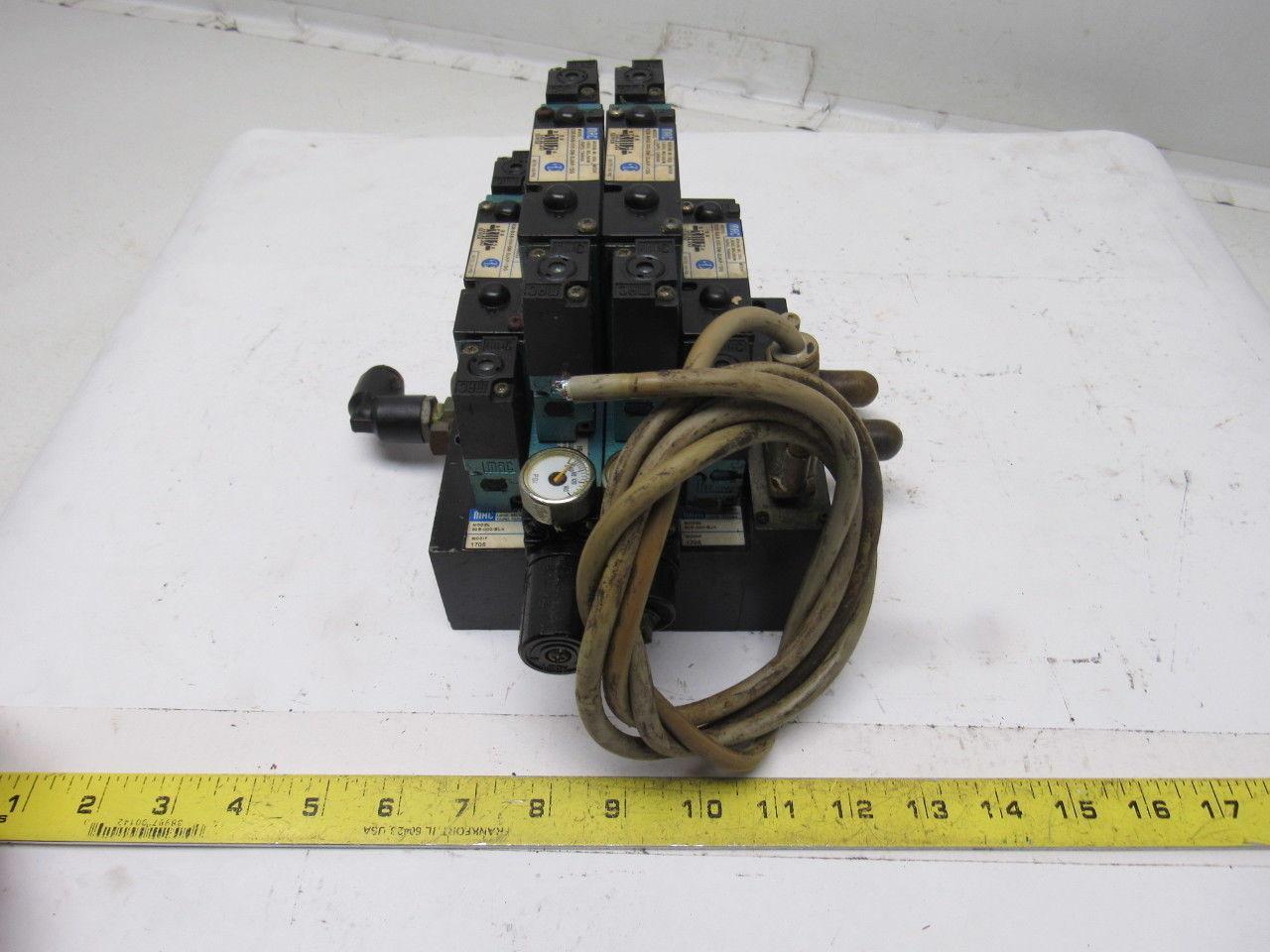 MAC 92B-BAB-000-DM-DJAP-1DG 5/2 Double Op Solenoid 4 Valve Bank Manifold 110V