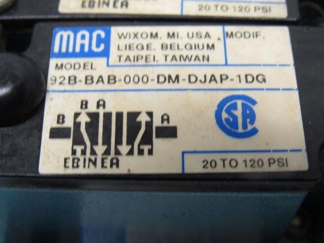 MAC 92B-BAB-000-DM-DJAP-1DG 5/2 Double Op Solenoid 4 Valve Bank Manifold 110V