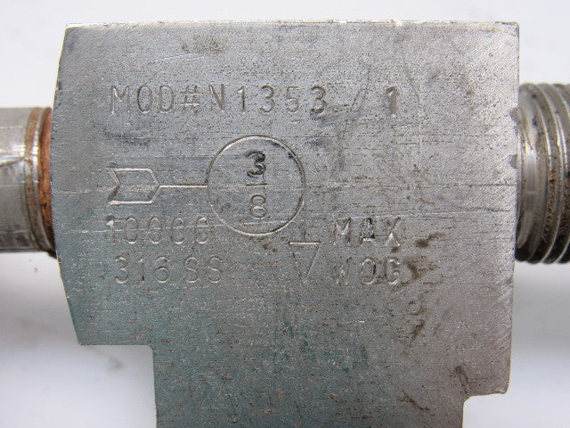 Marsh N1353 Marsh 316SST Metal-to-Metal Seat Needle Valve 3/8" NPT