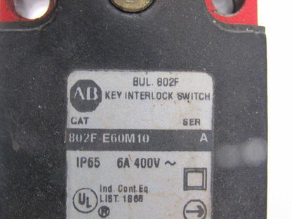 A-B Allen Bradley 802f-E60M10 Mechanical Keyed Safety Interlock Switch