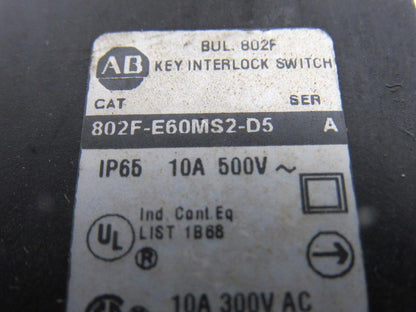 A-B Allen Bradley 802F-E60MS2-D5 Mechanical Keyed Safety Interlock Switch