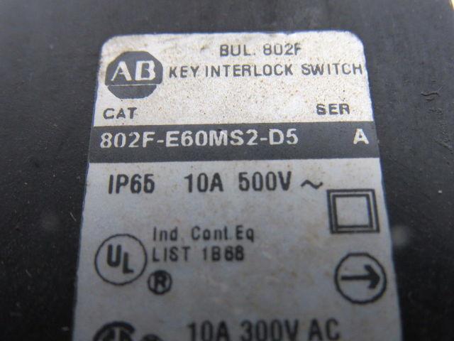 A-B Allen Bradley 802F-E60MS2-D5 Mechanical Keyed Safety Interlock Switch