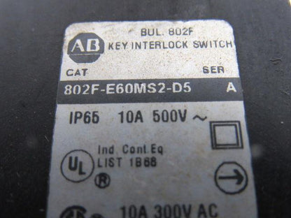A-B Allen Bradley 802F-E60MS2-D5 Mechanical Keyed Safety Interlock Switch