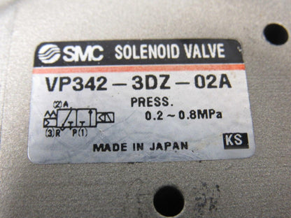 SMC VP342-3DZ-02A 3 Port Poppet Type Pneumatic Solenoid Operated Control Valve
