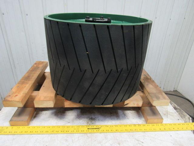 Conveyor Crowned Pulley Drum Roller 20-3/4"Dx14" W/Rubber Herringbone Lagging