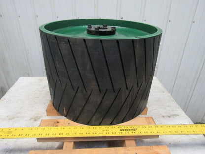 Conveyor Crowned Pulley Drum Roller 20-3/4"Dx14" W/Rubber Herringbone Lagging