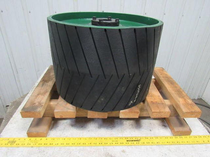 Conveyor Crowned Pulley Drum Roller 20-3/4"Dx14" W/Rubber Herringbone Lagging