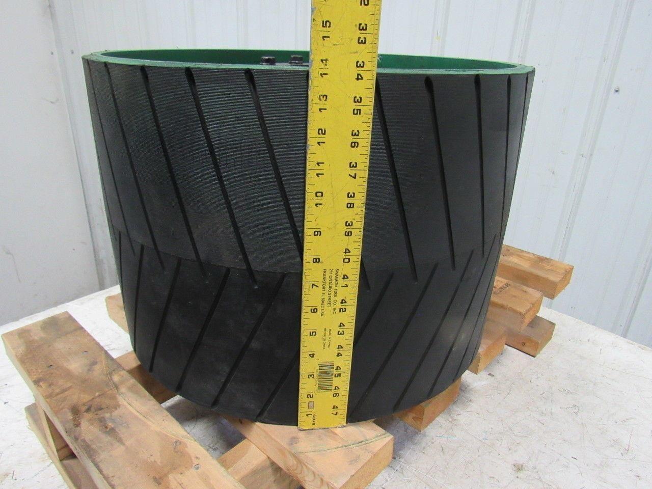 Conveyor Crowned Pulley Drum Roller 20-3/4"Dx14" W/Rubber Herringbone Lagging