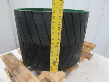 Conveyor Crowned Pulley Drum Roller 20-3/4"Dx14" W/Rubber Herringbone Lagging