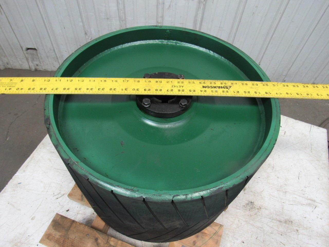 Conveyor Crowned Pulley Drum Roller 20-3/4"Dx14" W/Rubber Herringbone Lagging