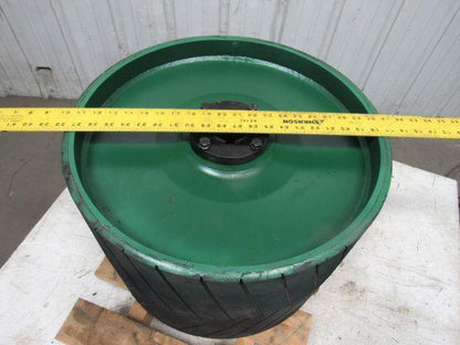 Conveyor Crowned Pulley Drum Roller 20-3/4"Dx14" W/Rubber Herringbone Lagging
