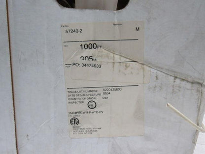 AMP Netconnect 57240-2 White Category 3 Non-plenum 4 Pair Data Cable 525'