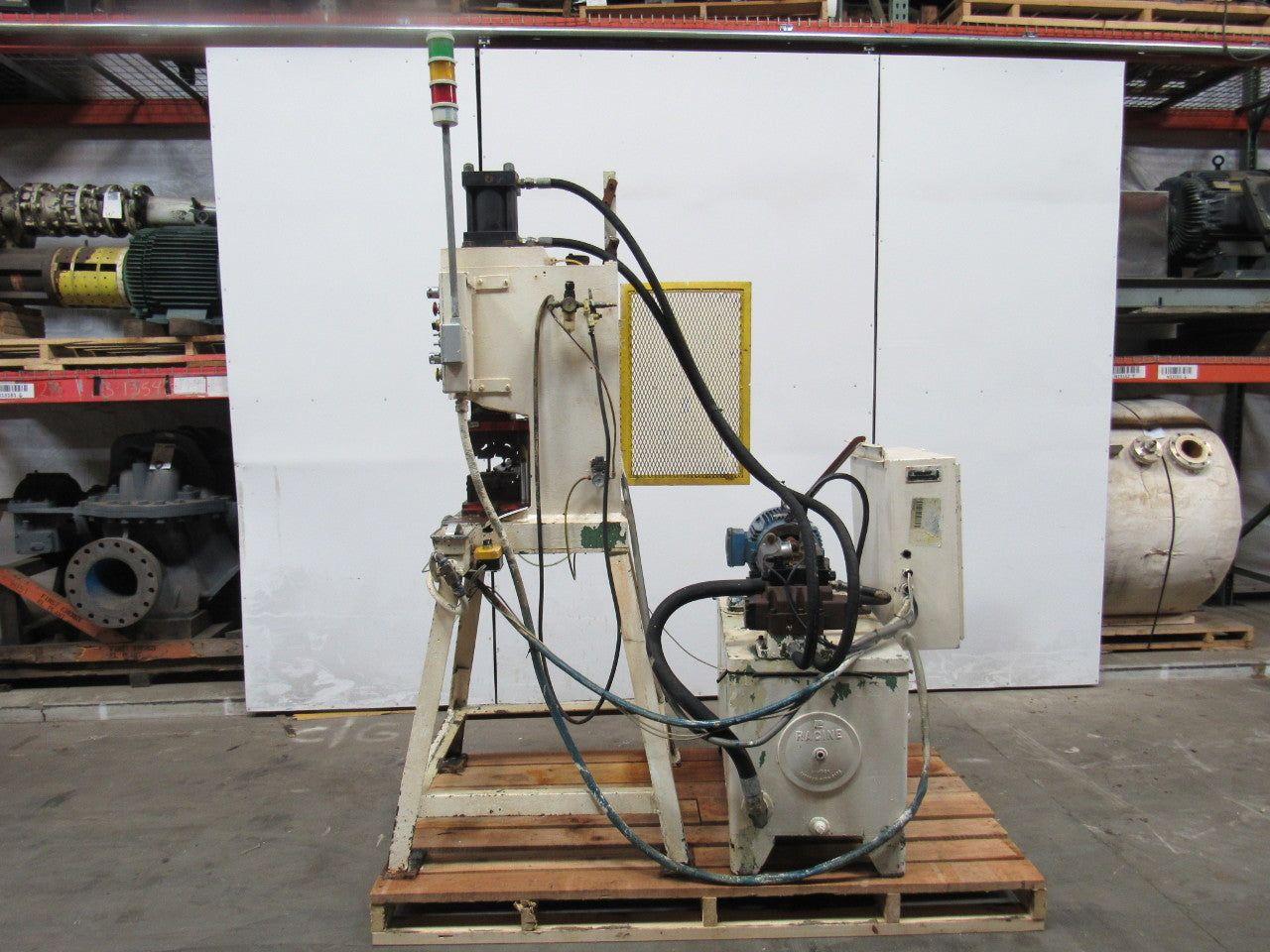 10Hp Open Back C Frame Hydraulic Crimping Press 4" Stroke 208-230/460V W/Die
