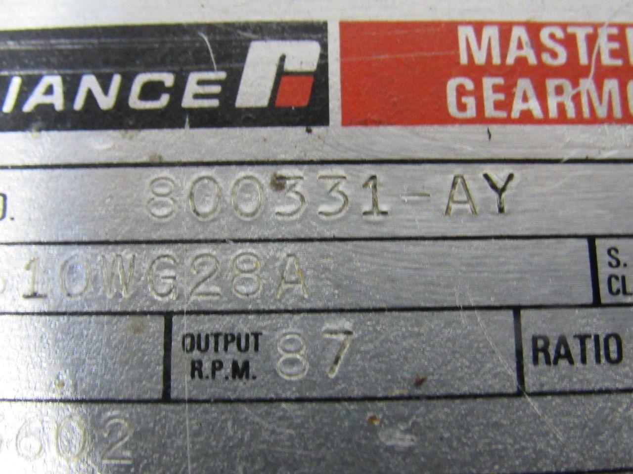 Reliance 800331-AY 1610WG28A Master XL Gearbox for Gearmotor 20:1 Ratio