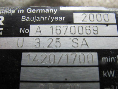 Flender Becker  U 3.25SA 0.75kW 330-500/190-290V 50/60Hz Vacuum Generator Motor