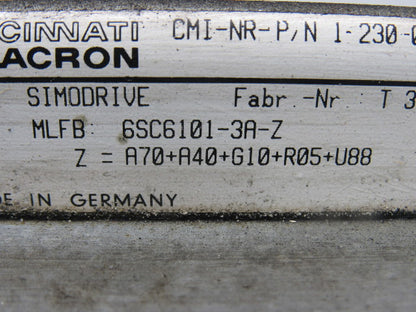 Siemens 6SC6101 Cincinnati Milacron 2 Axis Simodrive Servo AC/DC Converter Rack
