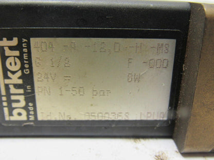 Burkert 404-A-12,0-H-M8 Solenoid Control Valve 24VDC W/1/2" NPT
