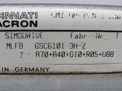 Siemens 6SC6101-3A-Z Power Empty Rack Cincinnati Milacron