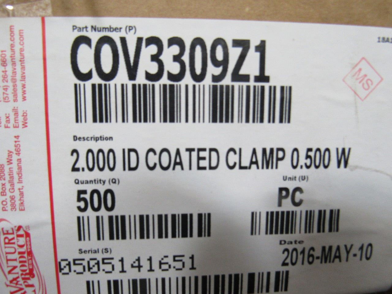 Lavanture Products COV3309Z1 Clamp 2"OD X 1/2"W Vinyl Coated Metal Lot of 500