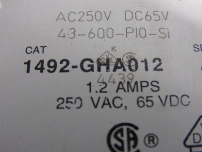 Allen Bradley 1492-GHA012 Ser. A Miniature Circuit Breaker 250V 1.2A