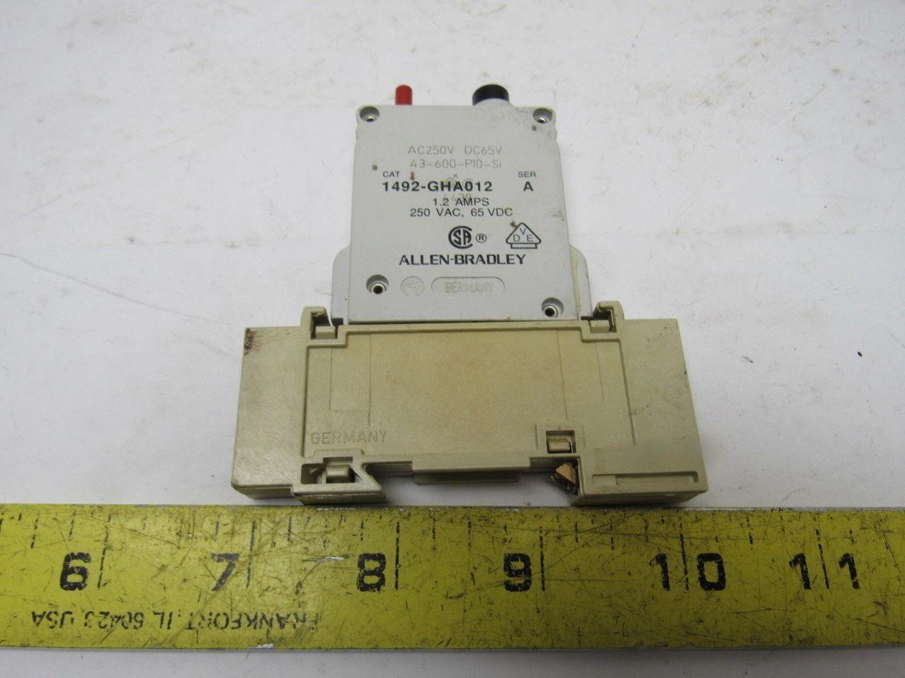 Allen Bradley 1492-GHA012 Miniature Circuit Breaker 250V W/Auxiliary Contact