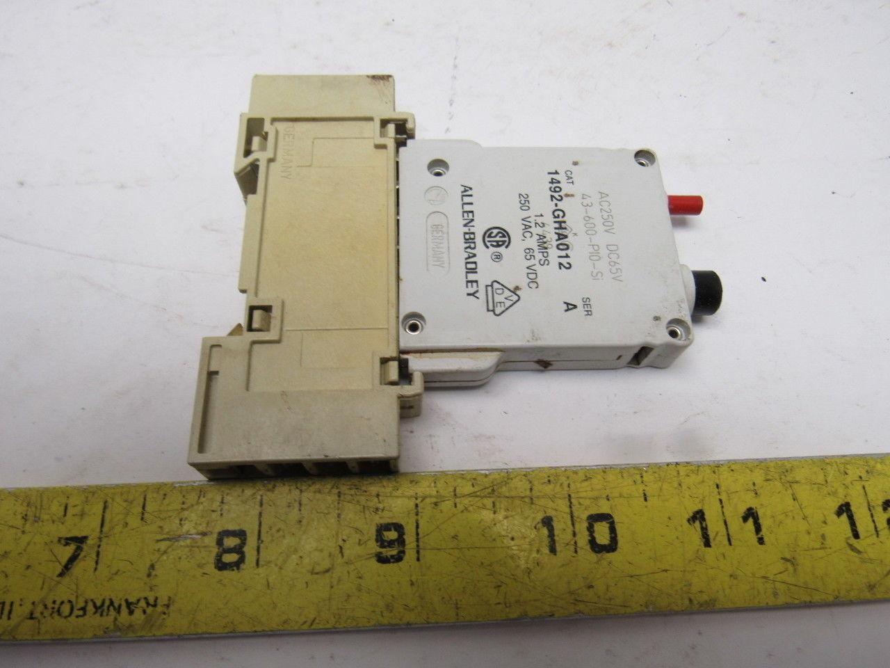 Allen Bradley 1492-GHA012 Miniature Circuit Breaker 250V W/Auxiliary Contact