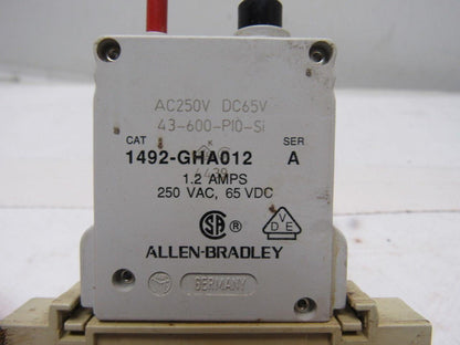 Allen Bradley 1492-GHA012 Miniature Circuit Breaker 250V W/Auxiliary Contact