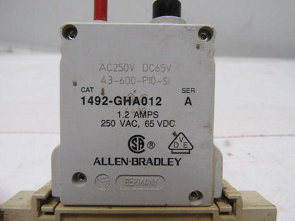 Allen Bradley 1492-GHA012 Miniature Circuit Breaker 250V W/Auxiliary Contact