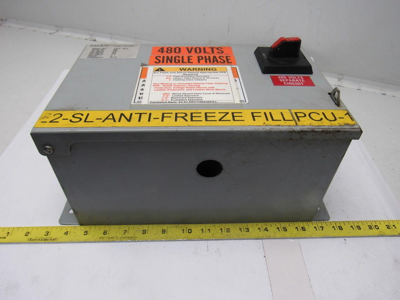 Daykin LTFS-09 U Electric Transformer Disconnect 250 VA PRI: 480V SEC: 120V