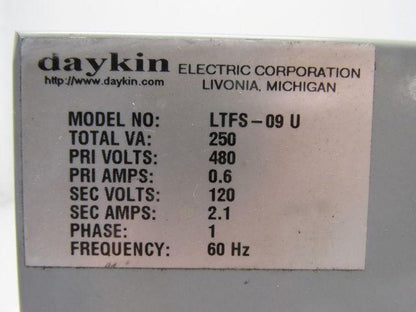 Daykin LTFS-09 U Electric Transformer Disconnect 250 VA PRI: 480V SEC: 120V