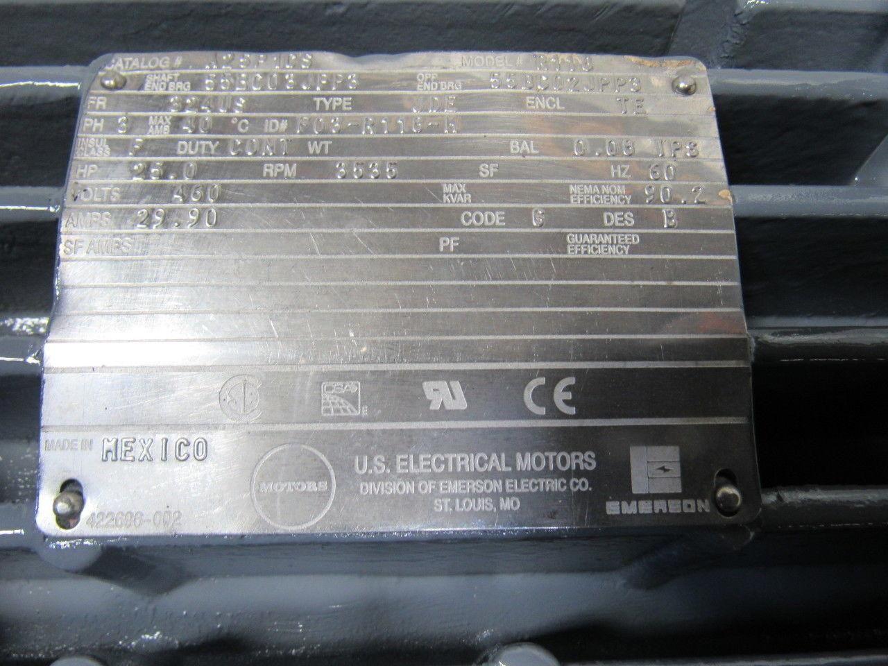 US Motors A25P1CS R118 25Hp Electric Motor 460V 3PH 324US Frame 3535RPM