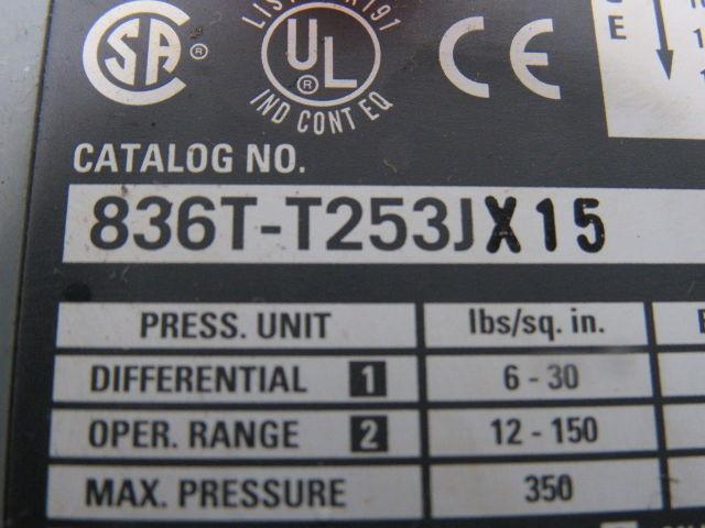 Allen Bradley 836T-T253JX15 Adjustable Electromechanical Pressure Control Switch