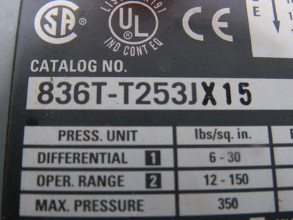 Allen Bradley 836T-T253JX15 Adjustable Electromechanical Pressure Control Switch