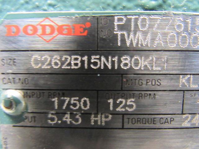 Dodge Reliance C262B15N180KL1 3HP 460V 15:1 Ratio Dual Shaft Gearmotor W/Brake