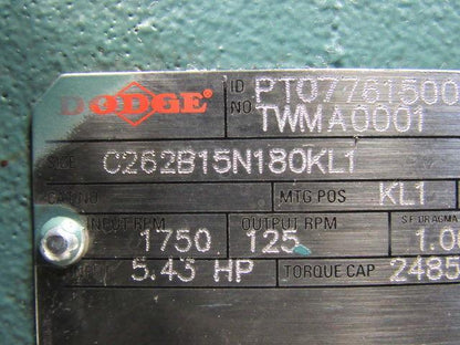 Dodge C262B15N180KL1 3HP 460V 15:1 Ratio Dual Shaft Gearmotor W/Brake