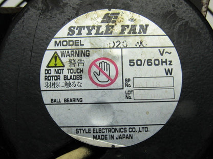 Style Fan 115D20WO 200V 50/60Hz 6-1/2" Metal Blade Cabinet Cooling Fan