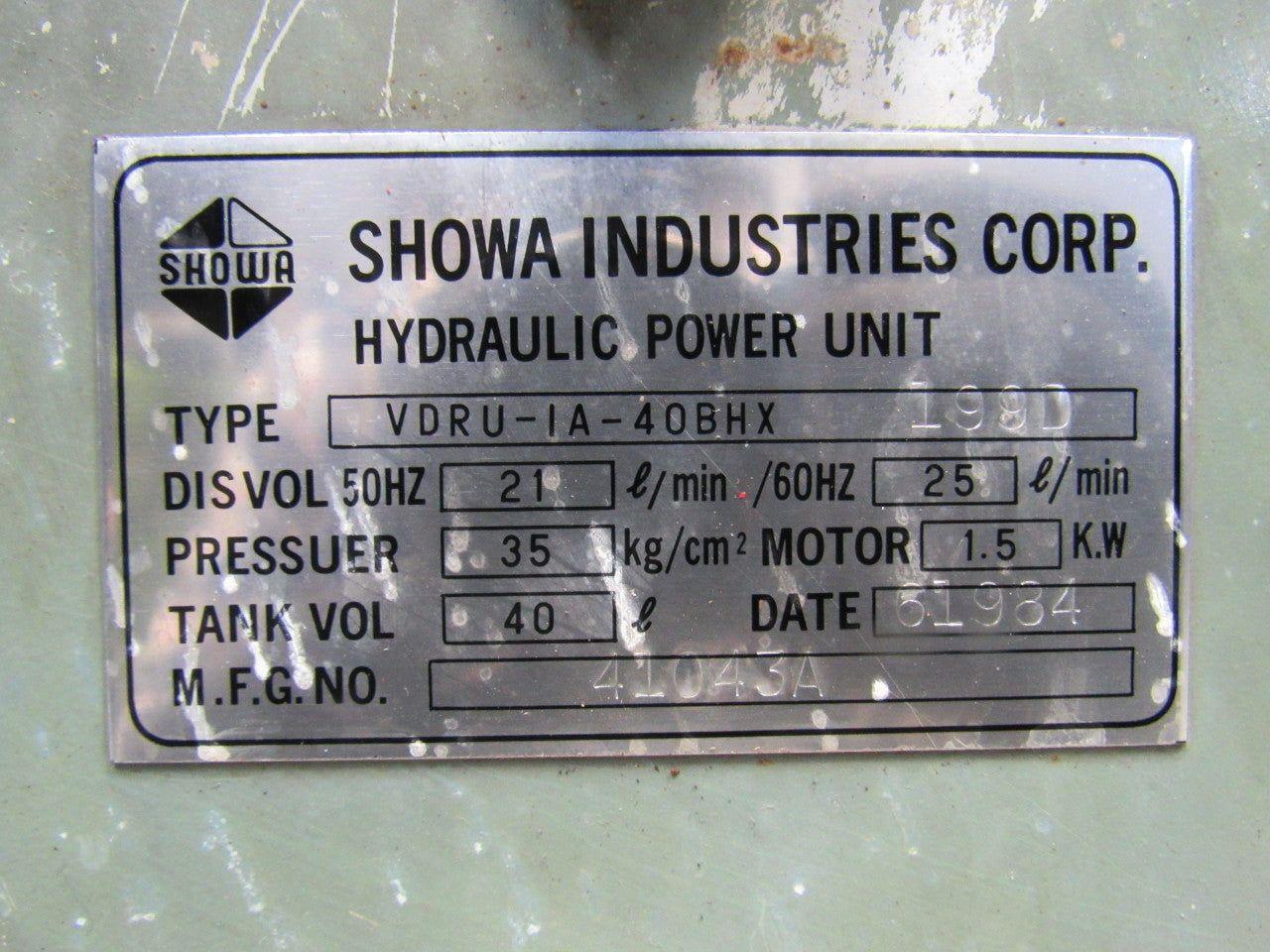 Showa VDRU-IA-40BHX-199D Hydraulic Power Unit From an Okuma LG20-2ST CNC Lathe