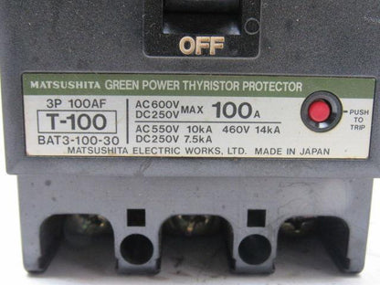 Matsushita T-100 600VAC 250VDC 100A Thyristor Circuit Breaker